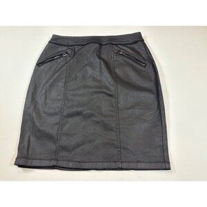 White House Black Market Womens Black Skirt Size 6 With Zipper Accents (KK389)